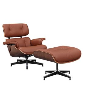 Living Room Lounge Chair Arm Chair Swivel Single Sofa Seat With Ottoman Genuine Leather Standard Version - tan leather walnut frame