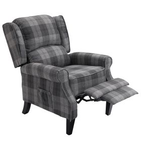 Modern Comfortable Upholstered Leisure Chair Multi-functional Recliner Chair Single Sofa with Footrest, Grey Check  - Grey Check