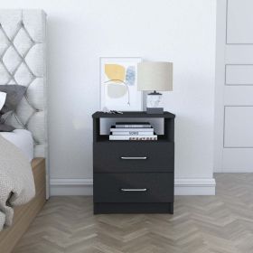 Nightstand Olivenza, Two Drawers, Black Wengue Finish - Black