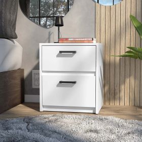 Nightstand Chequered, Two Drawes, White Finish - White