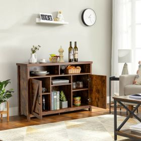 Farmhouse Sideboard with Detachable Wine Rack and Cabinets - Rustic Brown