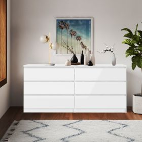 6 Drawer Double Dresser, White - as picture
