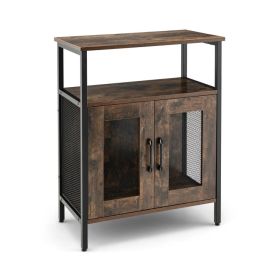 Industrial Sideboard Buffet Cabinet with Removable Wine Rack - Rustic Brown