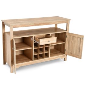Server Buffet Sideboard With Wine Rack and Open Shelf - Natural