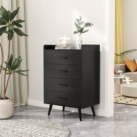4 Drawers Dresser, Black - as picture