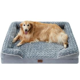 Bolster Dog Sofa Bed with Waterproof Lining & Non-Skid Bottom - Grey