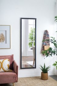 23" x 72" Full Length Mirror with Metal Beaded Frame, Rectangular Oversized Mirror for Living Room Bedroom, Black - as Pic