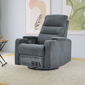 Swivel Rocking Recliner Sofa Chair With USB Charge Port & Cup Holder For Living Room, Bedroom - gray