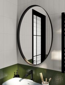 ONLY PICK UP Metal Oval Wall Mirror - Black