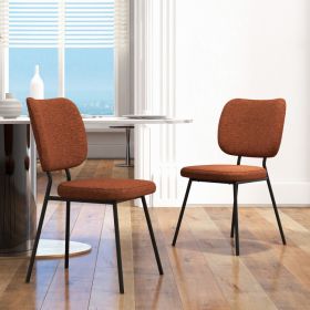 Set of 2 Modern Armless Dining Chairs with Linen Fabric - Without Armrest