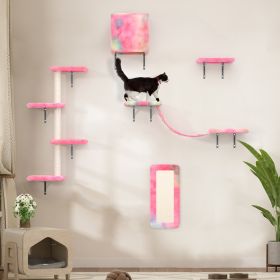 Wall-mounted Cat Tree, 5 Pcs Cat Tower for Kittens, Colorful - As Picture
