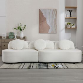 103.9" Modern Living Room Sofa Lamb Velvet Upholstered Couch Furniture for Home or Office, - Beige
