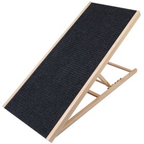 Foldable Wooden Dog Ramp for High Beds Non Slip Heights Adjustable Pet Cat Ramp for Couch Car SUV - L