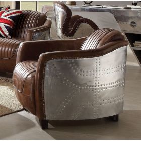 Brancaster Chair in Retro Brown Top Grain Leather & Aluminum - 53547