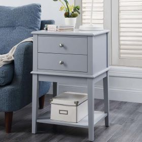 WOODEEM White Nightstand Bedrooms;  Large End Table for Living Room;  Bed Side Table with Drawers - Gray
