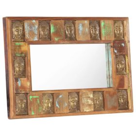 Mirror with Buddha Cladding 31.5"x19.7" Solid Reclaimed Wood - Brown