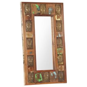 Mirror with Buddha Cladding 19.7"x31.5" Solid Reclaimed Wood - Brown