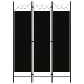 3-Panel Room Divider Black 47.2"x70.9" - Black