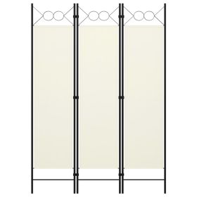 3-Panel Room Divider Cream White 47.2"x70.9" - White