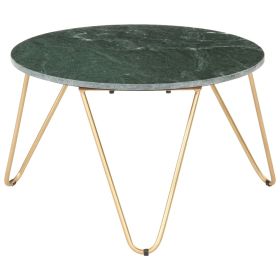 Coffee Table Green 25.6"x25.6"x16.5" Real Stone with Marble Texture - Green