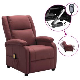 Massage Recliner Wine Red Faux Leather - Red