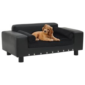 Dog Sofa Black 31.9"x16.9"x12.2" Plush and Faux Leather - Black