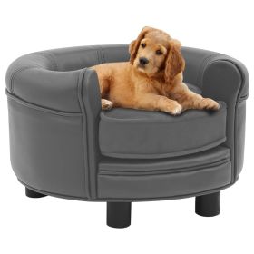 Dog Sofa Gray 18.9"x18.9"x12.6" Plush and Faux Leather - Grey