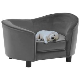 Dog Sofa Gray 27.2"x19.3"x15.7" Plush and Faux Leather - Grey