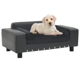 Dog Sofa Dark Gray 31.9"x16.9"x12.2" Plush and Faux Leather - Grey