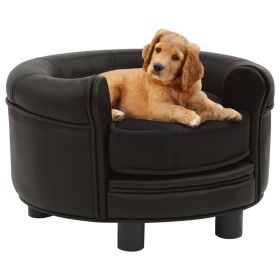 Dog Sofa Brown 18.9"x18.9"x12.6" Plush and Faux Leather - Brown