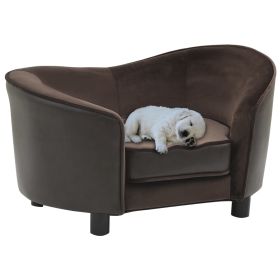 Dog Sofa Brown 27.2"x19.3"x15.7" Plush and Faux Leather - Brown
