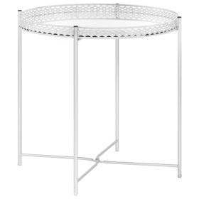 Side Table Silver 15.7"x15.7"x16.1" Glass - Silver