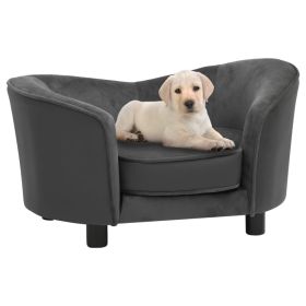 Dog Sofa Dark Gray 27.2"x19.3"x15.7" Plush and Faux Leather - Grey