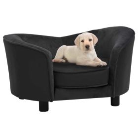 Dog Sofa Black 27.2"x19.3"x15.7" Plush and Faux Leather - Black