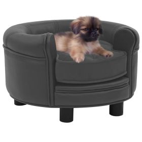 Dog Sofa Dark Gray 18.9"x18.9"x12.6" Plush and Faux Leather - Grey