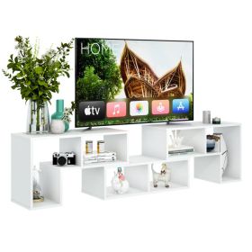 3 Pieces Console TV Stand for TVs up to 65 Inch with Shelves - white