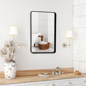 Rectangular Wall Mount Bathroom Mirror with Solid Steel Frame - L
