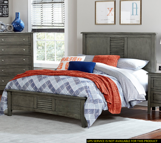 Transitional Style Cool Gray Finish 1pc Queen Size Bed Birch Veneer Wood Bedroom Furniture - as pic