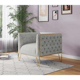 Manhattan Comfort Vector Grey and Gold Velvet Accent Chair - Default Title