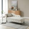 60&quot; Velvet Multifunctional Storage Chaise Lounge Buttons Tufted Nailhead Trimmed Solid Wood Legs with 1 Pillow ; Beige - pic