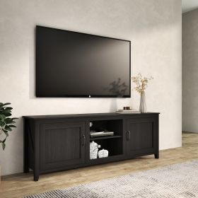 TV Stand Storage Media Console Entertainment Center; Tradition Black; with doors - pic