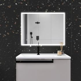 32 x 24 in. Rectangular Frameless Wall-Mount Anti-Fog LED Light Bathroom Vanity Mirror - Silver