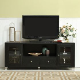 58&quot; TV Stand Console 2 Doors and 2 Drawers -Black - as pic