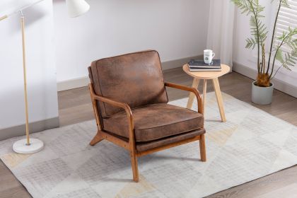 Wood Frame Armchair;  Modern Accent Chair Lounge Chair for Living Room - Coffee