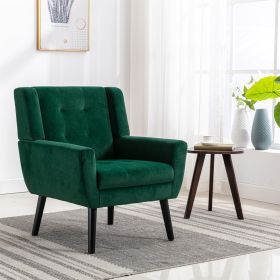 Modern Soft Velvet Material Ergonomics Accent Chair Living Room Chair Bedroom Chair Home Chair With Black Legs For Indoor Home - Retro Green