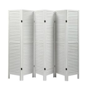 Louver Folding Screen Decorative Privacy Partition Room Divider XH - Old white - 6 Panel