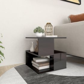 Side Table High Gloss Gray 15.7"x15.7"x15.7" Engineered Wood - Grey