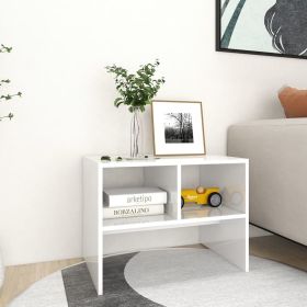 Side Table High Gloss White 23.6"x15.7"x17.7" Engineered Wood - White