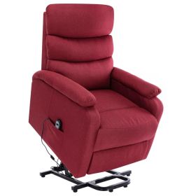 Power Lift Massage Recliner Wine Red Fabric - Red