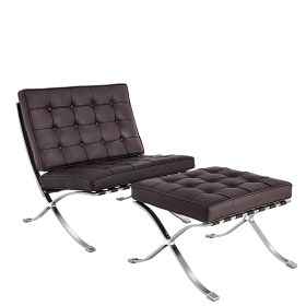 TENGYE furniture Barcelona chair with ottoman - Dark brown
